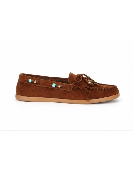 Brown suede women's moccasins