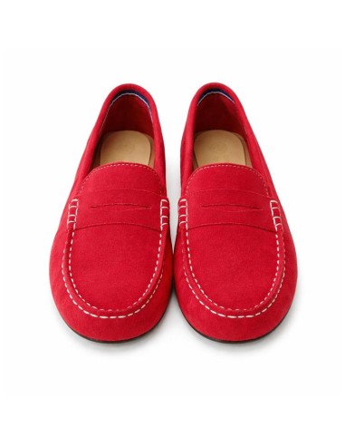 Mocasines de mujer de ante con antifaz color rojo