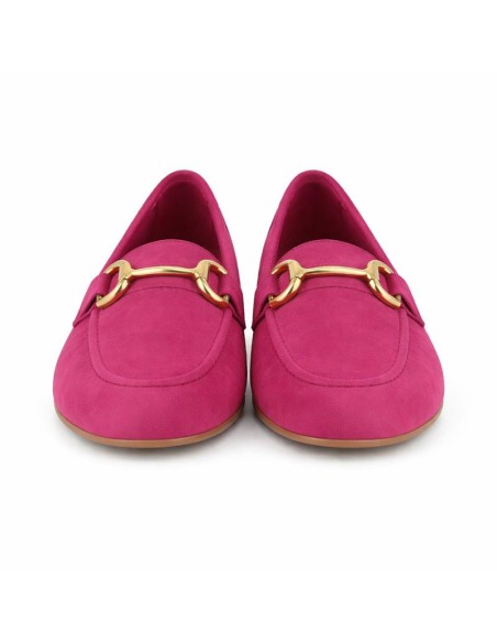 Pink suede women's moccasins