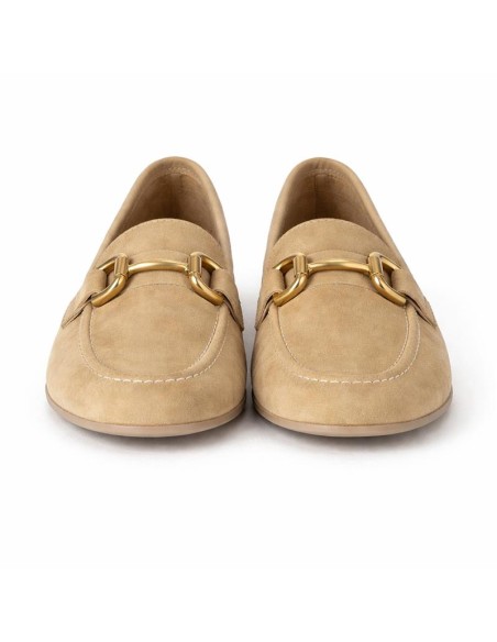 Beige suede women's moccasins