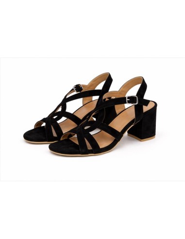 Sandalias de mujer de ante con hebilla color negro