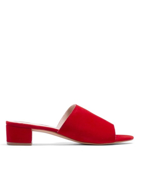 Red suede women's sandals