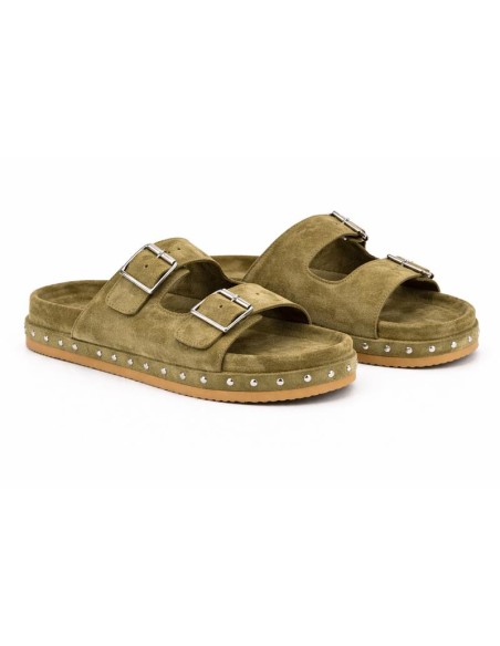 sandales femme suède vert W-SORELO-GREEN