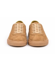 Sneakers de ante con cordones en contraste color marrón