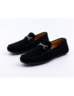 Black suede moccasin