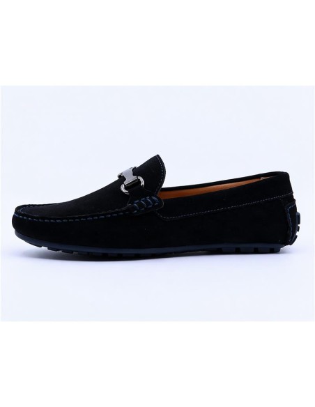 Black suede moccasin