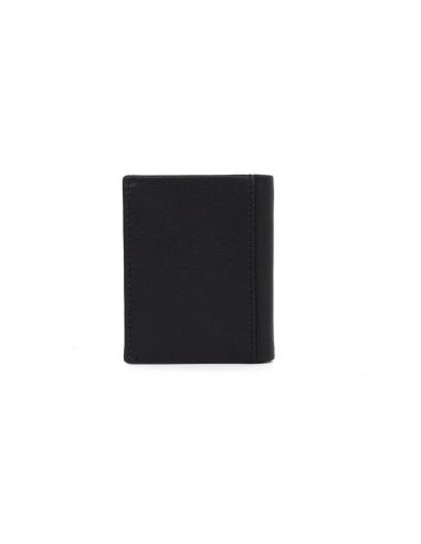 Cartera de piel cosido artesano color negro