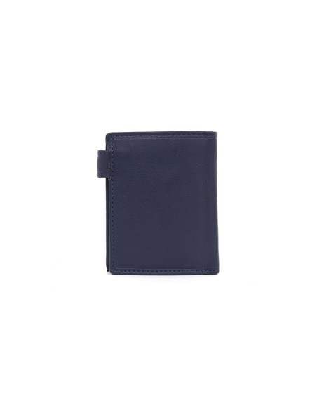 Cartera de piel cosido artesano color azul