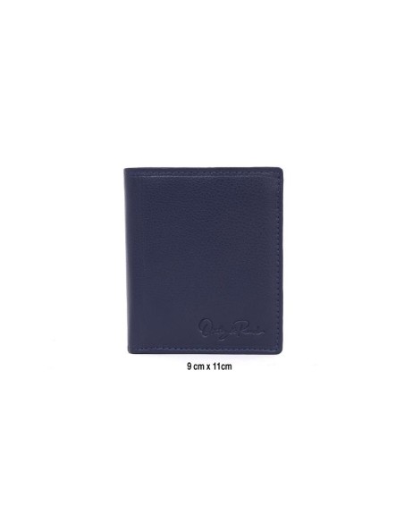 Cartera de piel cosido artesano color azul
