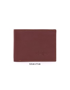 Cartera de piel con costura en contraste color burdeos 2