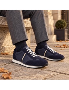 Sneakers de ante liso color azul