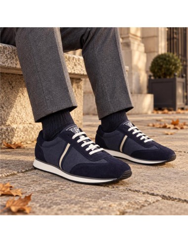 Sneakers de ante liso color azul