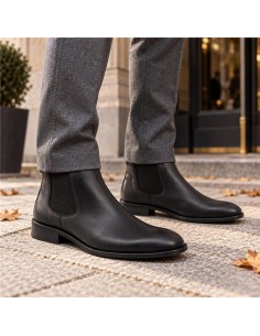 Black leather chelsea boots