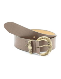 Beige leather women's belt