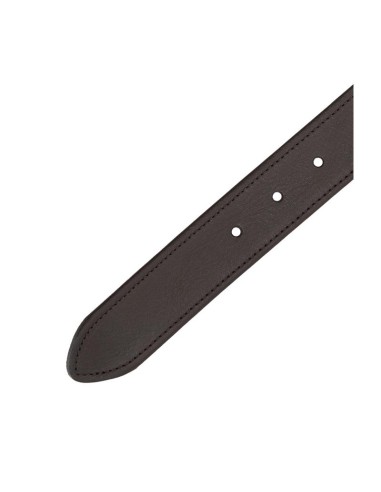 Cinturón de piel con costura color marrón