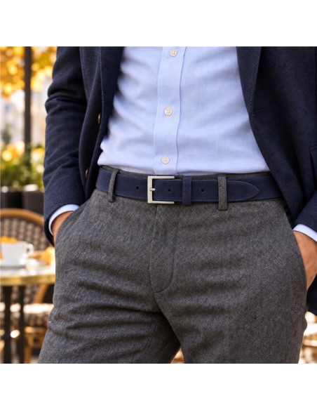 Blue suede belt