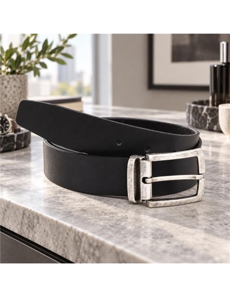 Black leather belt