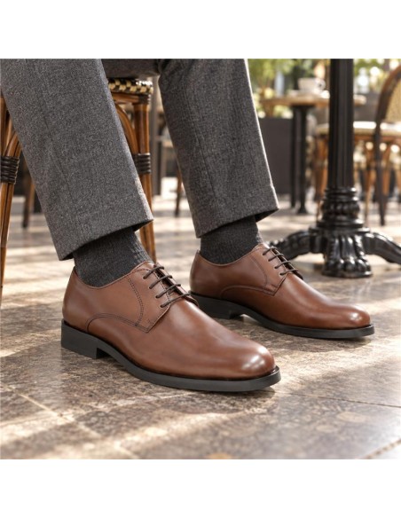 Derby de piel liso color cuero