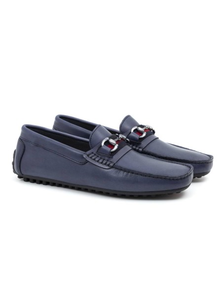Mocassin de peau bleu BELIPO-NAVY