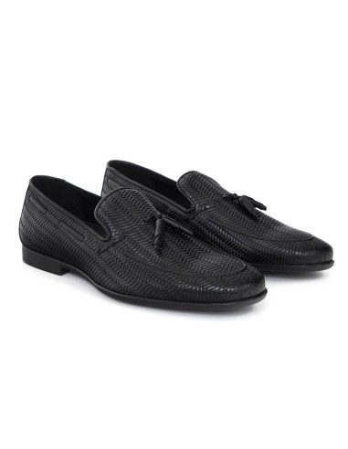 Black leather moccasin