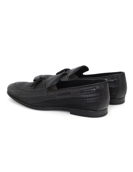 Black leather moccasin