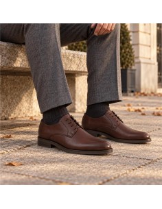 Derby de piel con costura color cuero