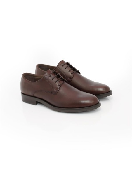 Derby de piel con costura color cuero