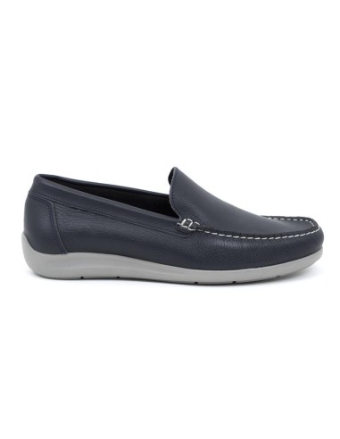 Blue leather boat shoe