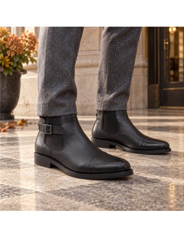 Botines Chelsea de piel con hebilla color negro