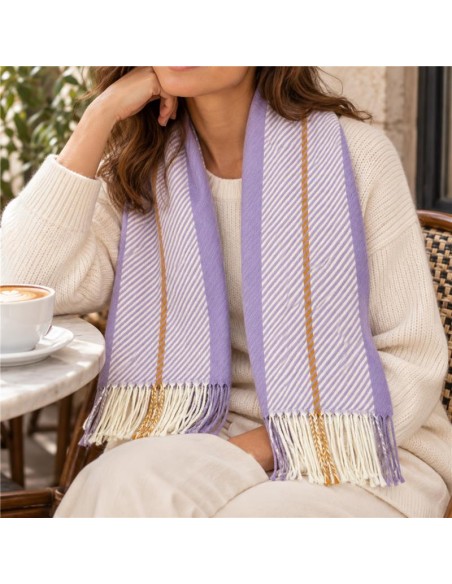 Foulard rayé blanc BUF-MADELINE-WHITE