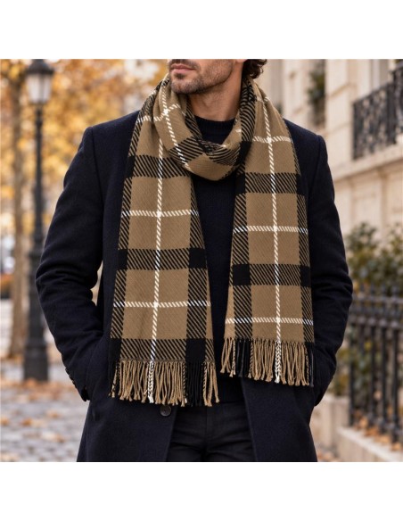 Foulard pour homme à carreaux marron BUF-MIPATES-BROWN