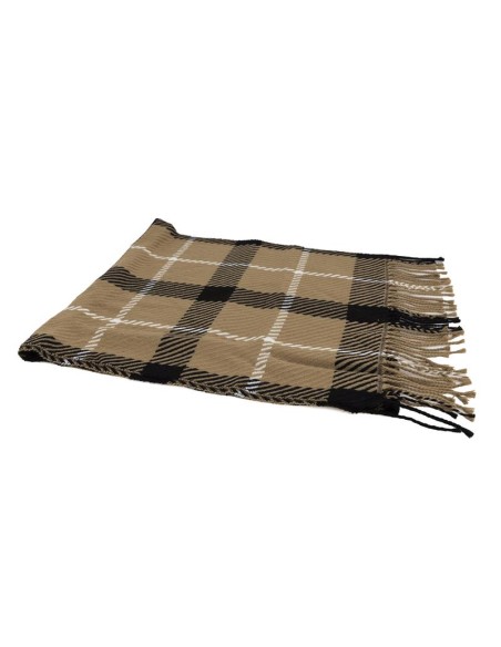Bufanda para hombre a cuadros con flecos color marrón