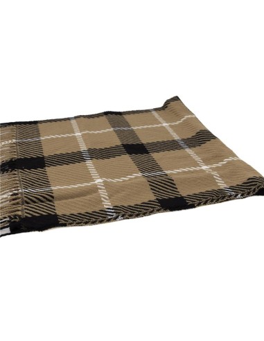 Bufanda para hombre a cuadros con flecos color marrón