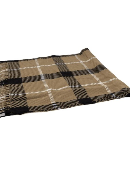 Bufanda para hombre a cuadros con flecos color marrón