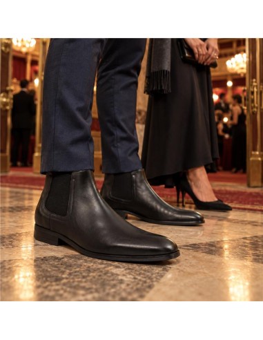 bottines chelsea de peau le noir CALIMENS-NEGRO