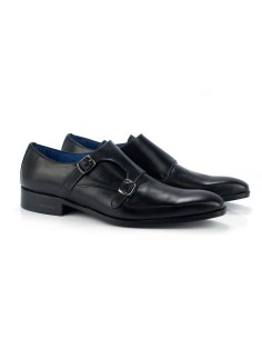 Zapato con hebilla de piel con dos  hebillas color negro 2