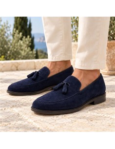 Mocassin suède bleu CURIEL-NAVY