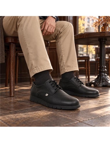 Black leather derby