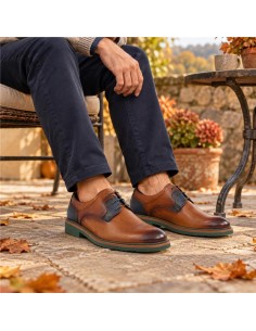 Derby de piel en doble tonalidad color cuero