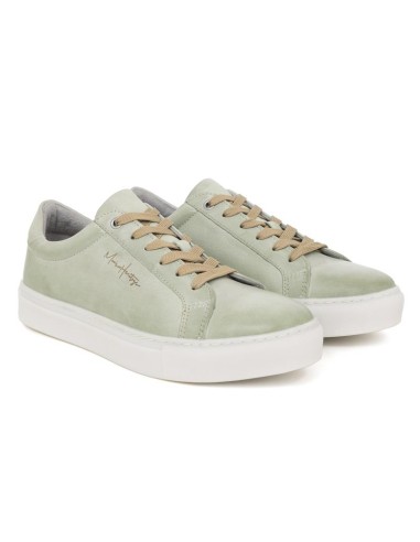 Sneakers de piel liso color verde