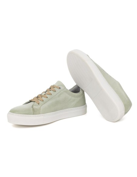 baskets de peau vert DENIA-GREEN