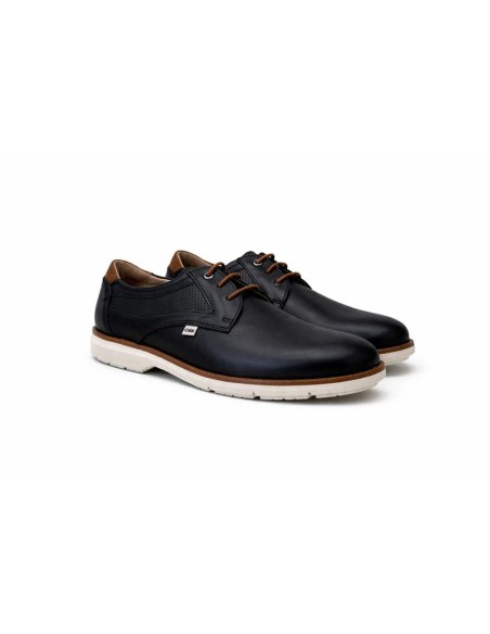 Blue leather derby