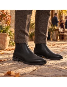 Botines Chelsea de piel liso color negro