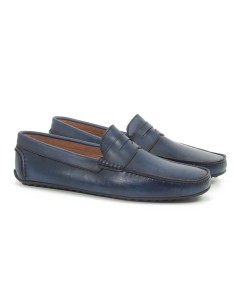 Mocassin de peau bleu EDOL-NAVY 2