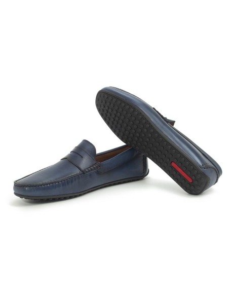 Mocassin de peau bleu EDOL-NAVY