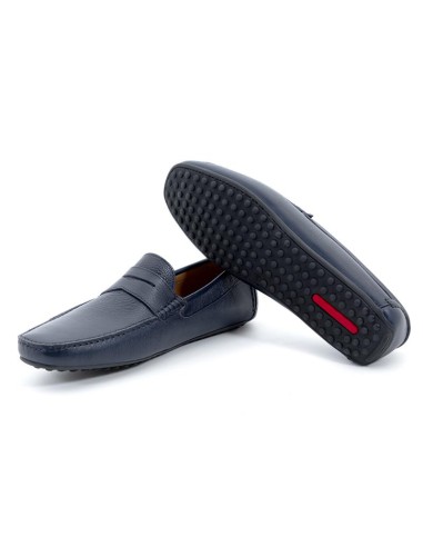 Mocasín de piel con antifaz color azul