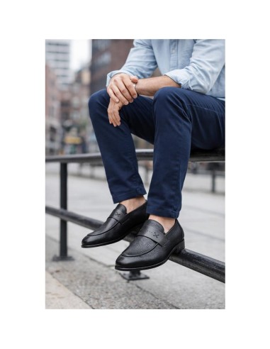 Black leather moccasin