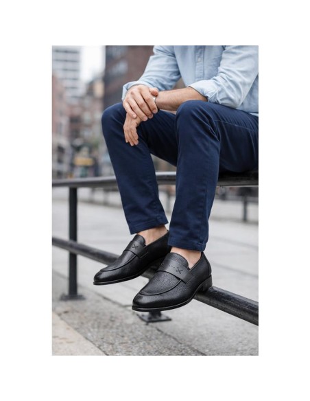 Black leather moccasin