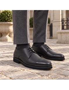 Black leather derby