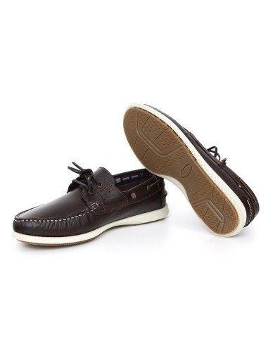 Brown leather boat shoe